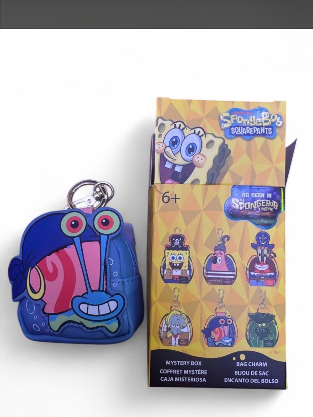 SpongeBob SquarePants Gary the Snail Blue and Pink Bag Charm Keychain